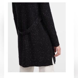 Theory Cashmere Open Front Black Speckled Cardigan. 100% cashmere. Medium.